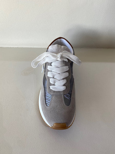 Tang Grey Leather Metallic Sneaker