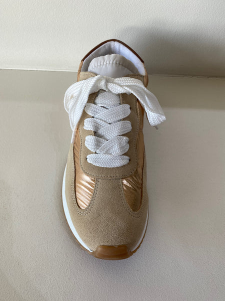 Tang Gold Metallic Leather Sneaker
