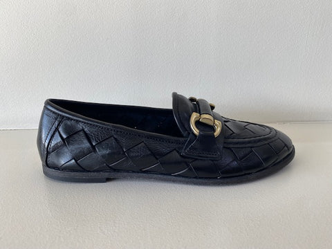 Black Weaved Leather Loafer