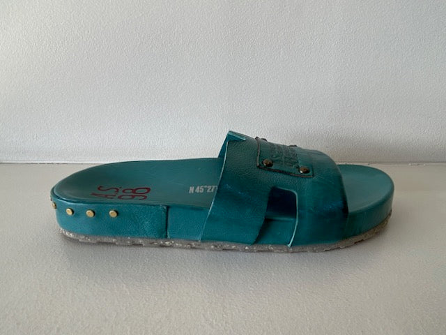 Turquoise Leather Slide