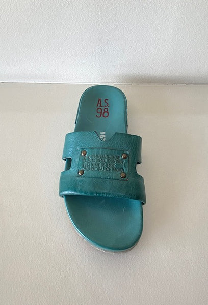 Turquoise Leather Slide