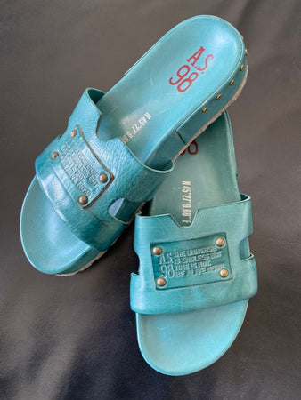 Turquoise Leather Slide