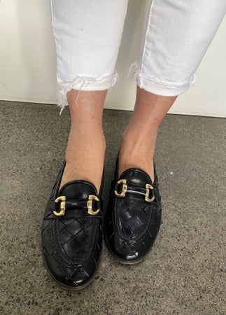 Black Weaved Leather Loafer