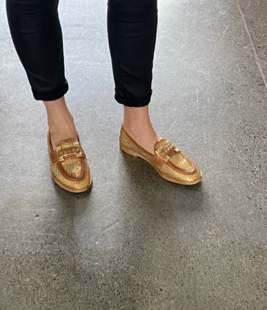 Gold Leather Loafer