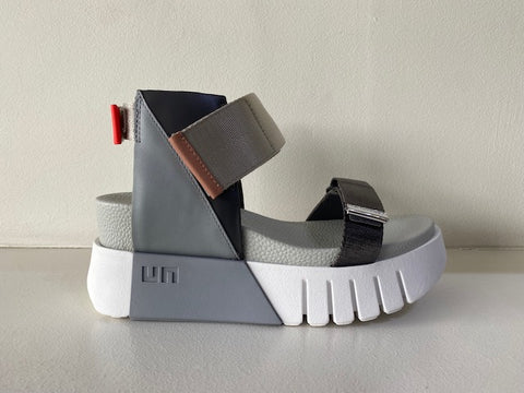 Grey Leather Mix Sandal