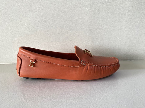 Orange Leather Moccasin