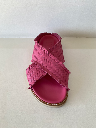 Pink Weaved Leather Slide