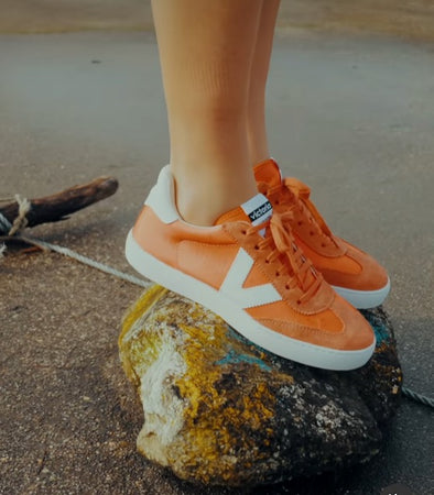 Orange Leather Nylon Sneaker