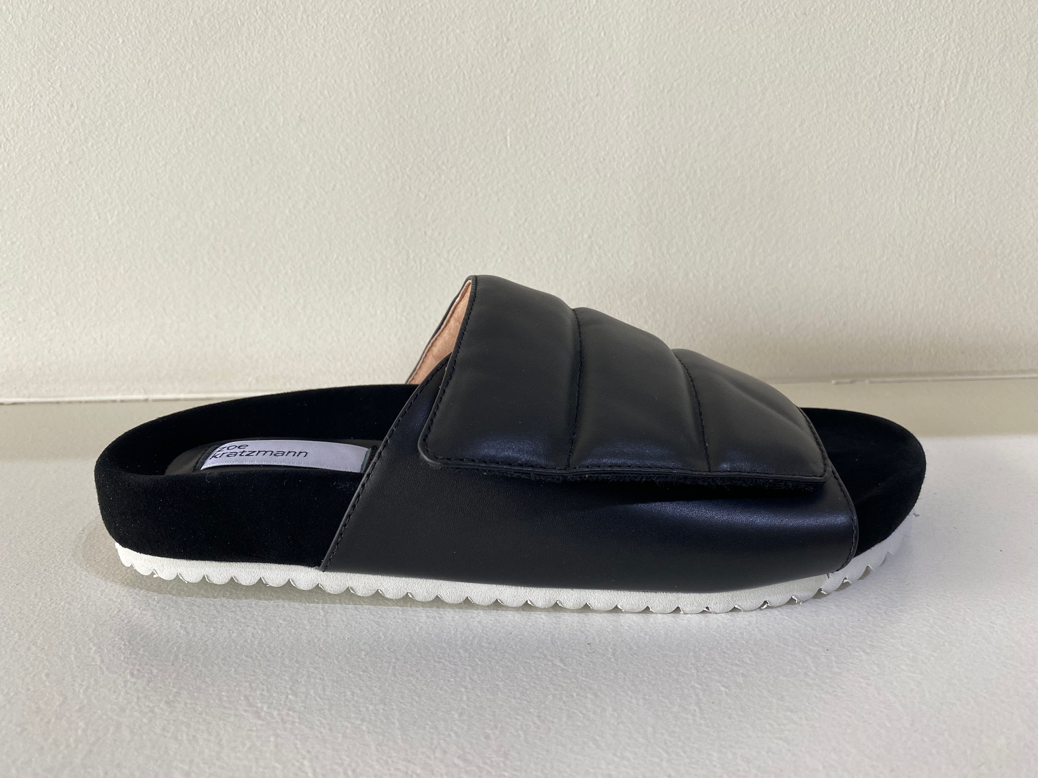 Float Black Leather Slide