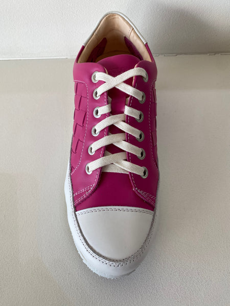Fucsia Pink Weaved Leather Sneaker
