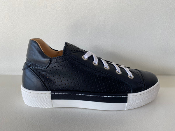 Black Perforated Leather Sneaker