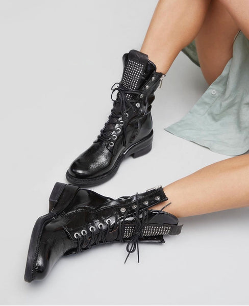 Black Leather Combat Boot