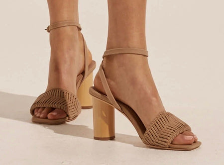 Bask Camel Leather Strappy Heel
