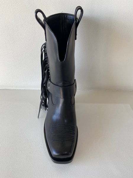 Black Leather Biker Boot