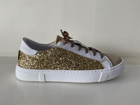Flout White Leather Gold Glitter Sneaker
