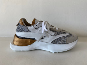 Silver Glitter Gold Leather Sneaker