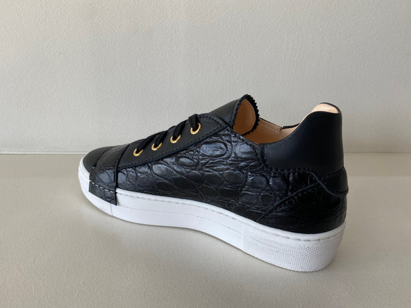 Black Croc Leather Sneaker
