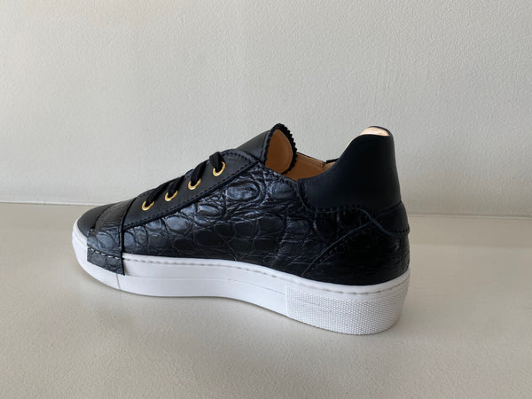Black Croc Leather Sneaker