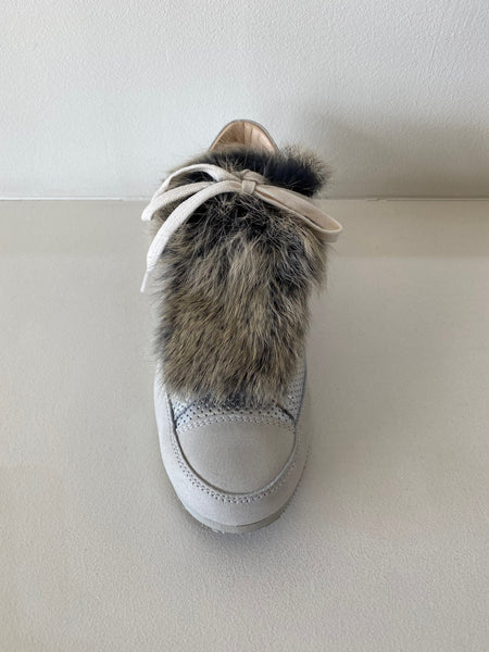 SIlver Metallic Rabbit Fur Sneaker